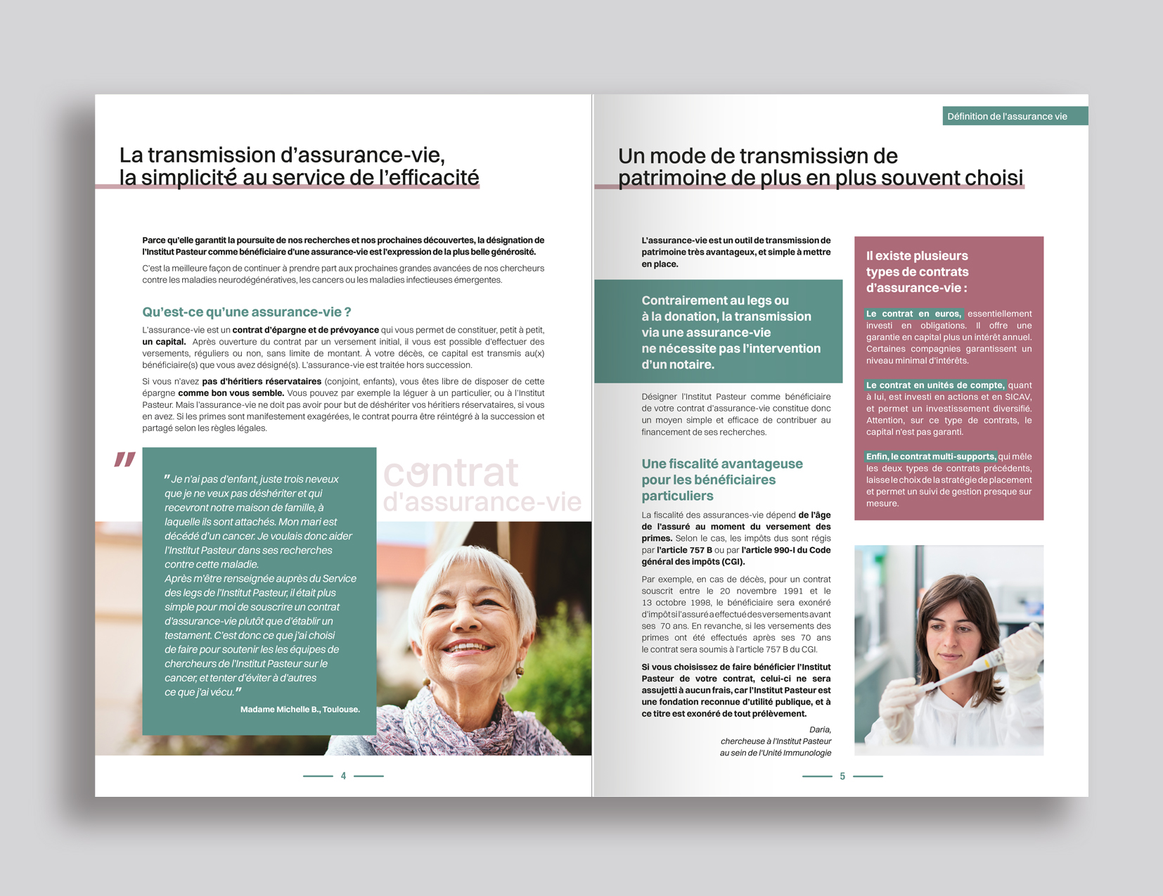 Double page de la brochure assurance-vie